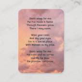 Gedenkteken Fotogebed Christelijke Hemelse Hemel Visitekaartje (Voorkant)