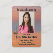 Gedenkteken Fotogebed Christelijke zeilboot waterh Visitekaartje (Achterkant)