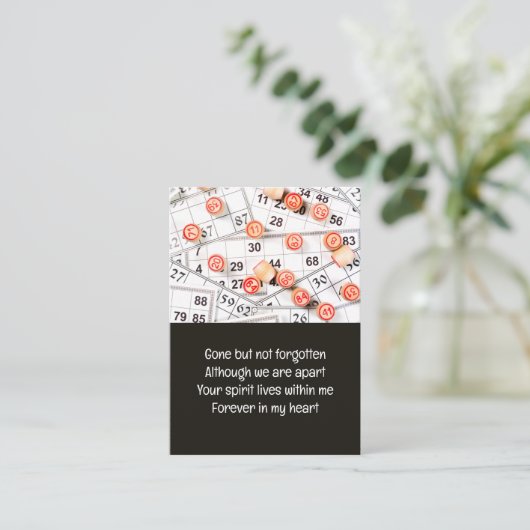 Gedenkteken Herdenking Pocket Keepsake Bingo spel Visitekaartje (Staand voorkant)