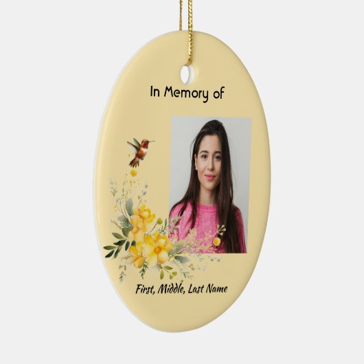 Gedenkteken Hummingbird Yellow Roses Keramisch Ornament (Rechts)