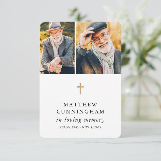 Gedenkteken in liefdevolle herinnering Modern eenv Bedankkaart (Staand voorkant)