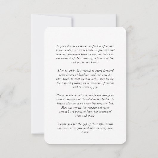 Gedenkteken in liefdevolle herinnering Modern eenv Bedankkaart (Achterkant)