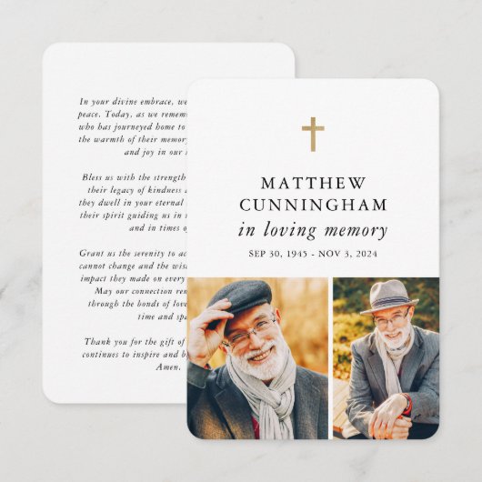 Gedenkteken in liefdevolle herinnering Modern eenv Bedankkaart (Voorkant / Achterkant)