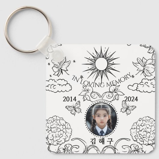 Gedenkteken, in liefdevolle herinnering, sleutelhanger (Voorkant)