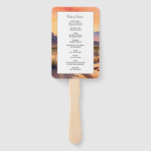 Gedenkteken in liefdevolle herinnering Sunset Orde Handwaaier (Achterkant)