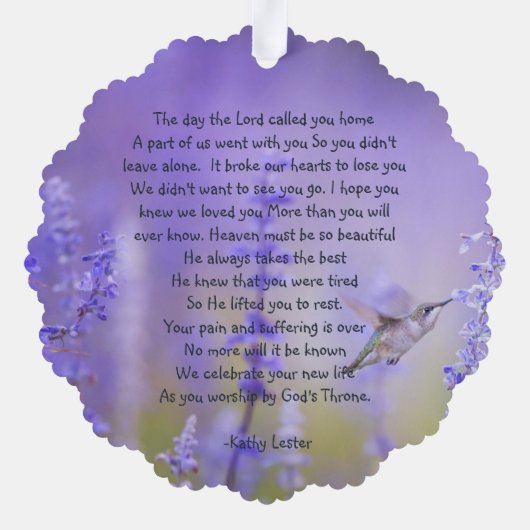 Gedenkteken Kaart Hummingbird Lavendel Flowers (Achterkant)