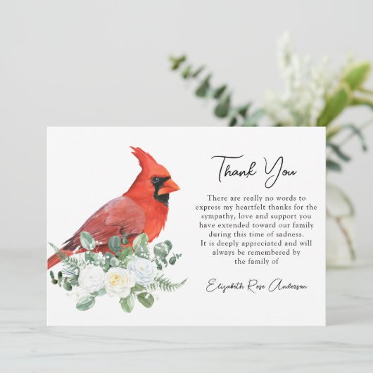 Gedenkteken Kardinaal Floral Moderne Sympathie Beg Bedankkaart (Staand voorkant)