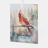 Gedenkteken kardinaal glas ornament (Voorkant links)