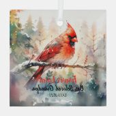 Gedenkteken kardinaal glas ornament (Achterkant)