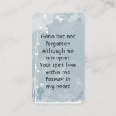 Gedenkteken Keepsake Dragonfly White Flower Visitekaartje (Achterkant)