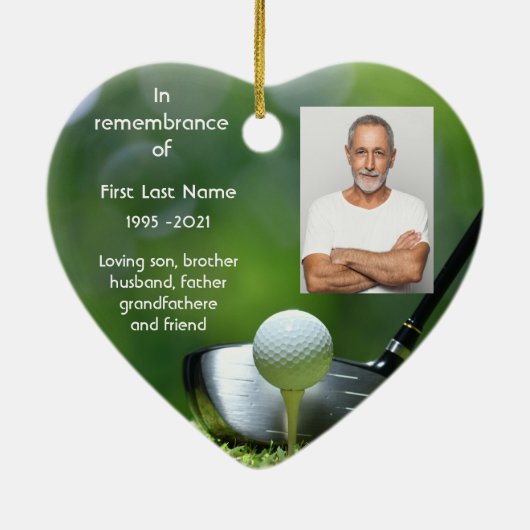 Gedenkteken Keepsake Golfer Golfing Custom Keramisch Ornament (Achterkant)