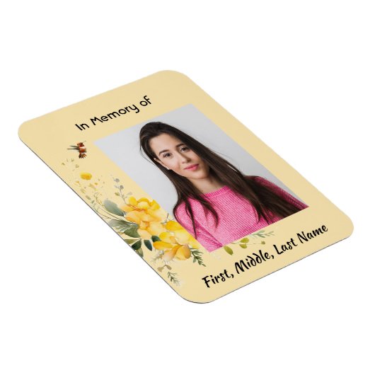 Gedenkteken Keepsake Hummingbird Yellow Roses Magneet (Rechterzijde)