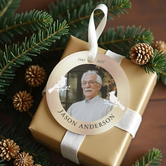 Gedenkteken Keepsake Kardinaal Bird Faux Gold Foto Ornament