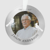 Gedenkteken Keepsake Kardinaal Bird Faux Zilveren  Ornament (voorkant)