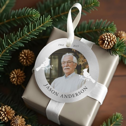 Gedenkteken Keepsake Kardinaal Bird Faux Zilveren  Ornament