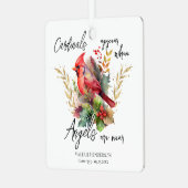 Gedenkteken Keepsake Kardinalen verschijnen Metalen Ornament (Voorkant links)