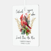 Gedenkteken Keepsake Kardinalen verschijnen Metalen Ornament (Voorkant links)