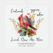 Gedenkteken Keepsake Kardinalen verschijnen Metalen Ornament (Voorkant)