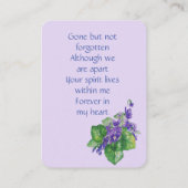Gedenkteken Keepsake Memorial Wild Violet Flower Visitekaartje (Achterkant)