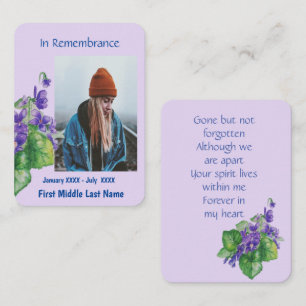 Gedenkteken Keepsake Memorial Wild Violet Flower Visitekaartje