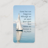 Gedenkteken Keepsake zeiler, zeilboot, zeilen Visitekaartje (Achterkant)