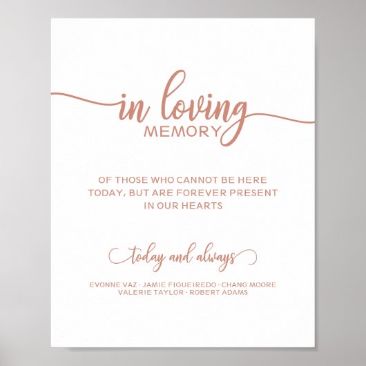 Gedenkteken met namen ter liefdevolle herinnering poster (Voorkant)