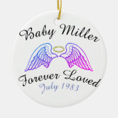 Gedenkteken Ornament Angel Wings Halo Baby' achter (Voorkant)