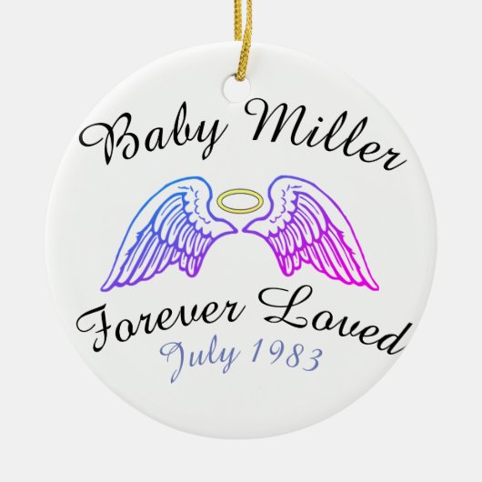 Gedenkteken Ornament Angel Wings Halo Baby' achter (Voorkant)