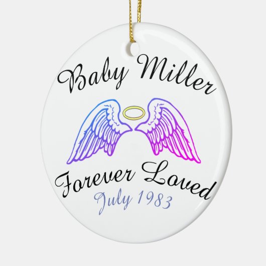 Gedenkteken Ornament Angel Wings Halo Baby' achter (Links)