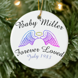 Gedenkteken Ornament Angel Wings Halo Baby' achter