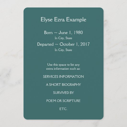 gedenkteken programmakaart (Achterkant)