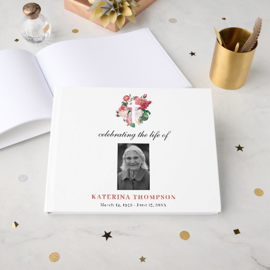 Gedenkteken ter ere van het leven van foto begrafe gastenboek (Voorkant open)