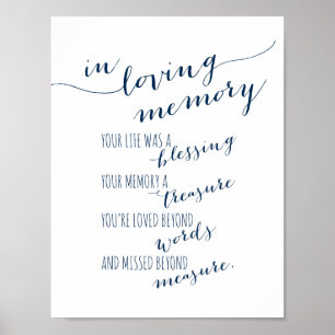 Gedenkteken ter nagedachtenis, rouw, Navyblauw Poster