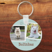 Gedenkteken verloren foto Dog Paw Print Cute Afbee Sleutelhanger (Voorkant)