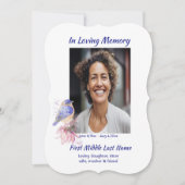 Gedenkteken, Viering van het Leven, Dienst Bluebir Kaart (Voorkant)