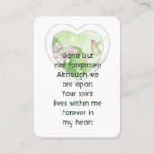 Gedenkteken, Viering van het Leven, Service Hummin Visitekaartje (Achterkant)