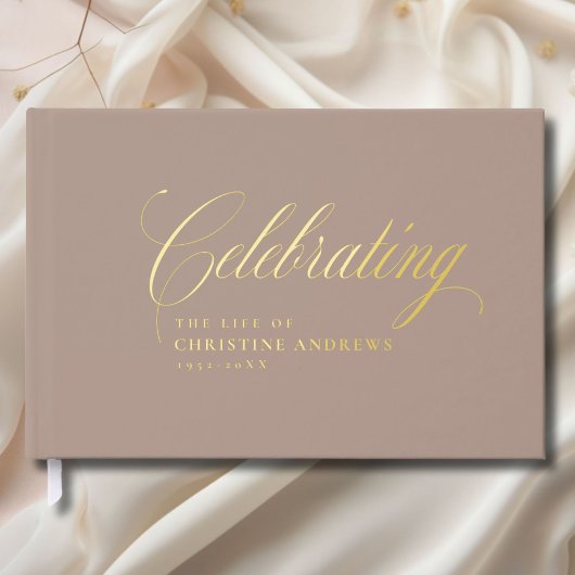 Gedenkteken "Viering van het leven van" Gold-Folie Gastenboek
