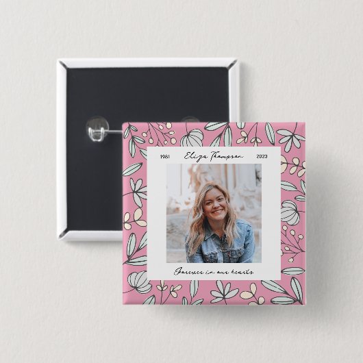 Gedenkteken voor bloementuin vierkante button 5,1 cm (Voorkant /achterkant)