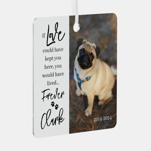 Gedenkteken voor huisdieren - Gepersonaliseerde fo Metalen Ornament (Voorkant Rechts)