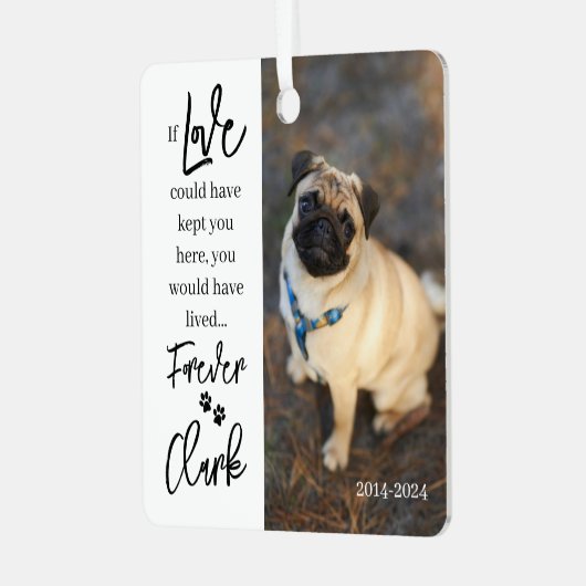 Gedenkteken voor huisdieren - Gepersonaliseerde fo Metalen Ornament (Voorkant links)