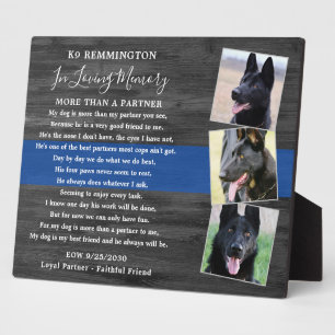 Gedenkteken voor politiehond Personaliseer K9 Offi Fotoplaat