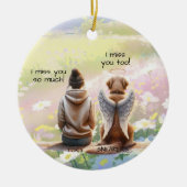 Gedenkteken voor vrouw en hond keramisch ornament (Voorkant)