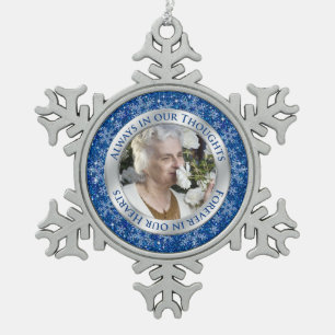 Gedenktekenfoto Christmas Blue Silver Tin Sneeuwvlok Ornament