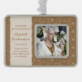 Gedenktekenfoto Kerst Kerstmis Rustieke Burlap Kan Verzilverd Omlijst Ornament