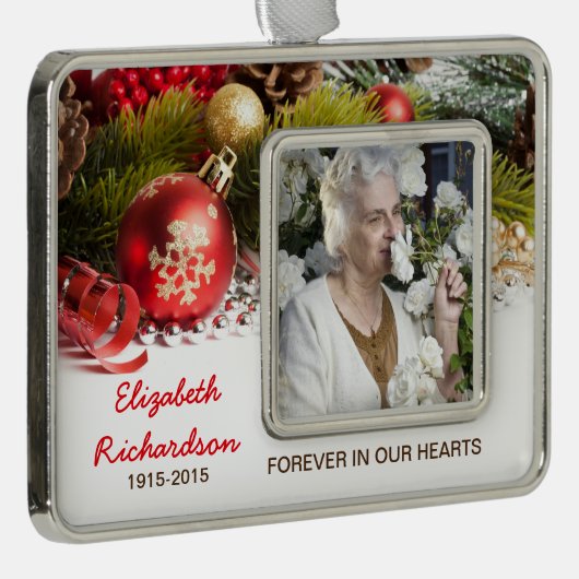 Gedenktekenfoto Kerstvakantie Decoraties Verzilverd Omlijst Ornament (Rechts)