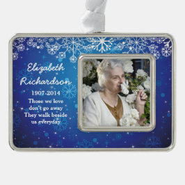 Gedenktekenfoto Sjabloon Kerst Kerstblauw Verzilverd Omlijst Ornament