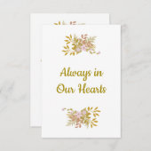 Gedenkwaardige Dierbaren Bloemen in Roze & Goud Notitiekaartje (Voorkant / Achterkant)