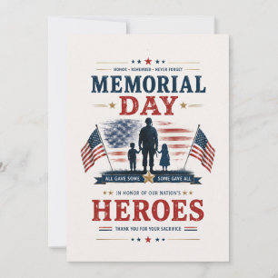 Gedenkwaardige Memorial Day Eer Gevallenen Helden Bedankkaart