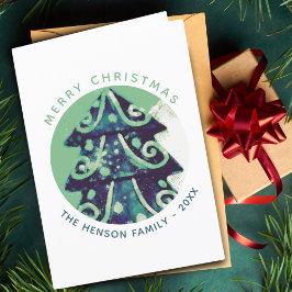 Gedeormeerde kerstboomfeestelijke familie feestdagen kaart