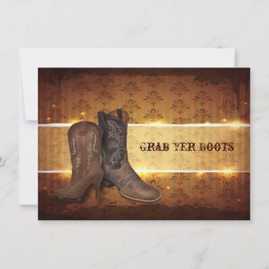 gedesdistressed westers cowboy-huwelijk aankondiging (Voorkant)